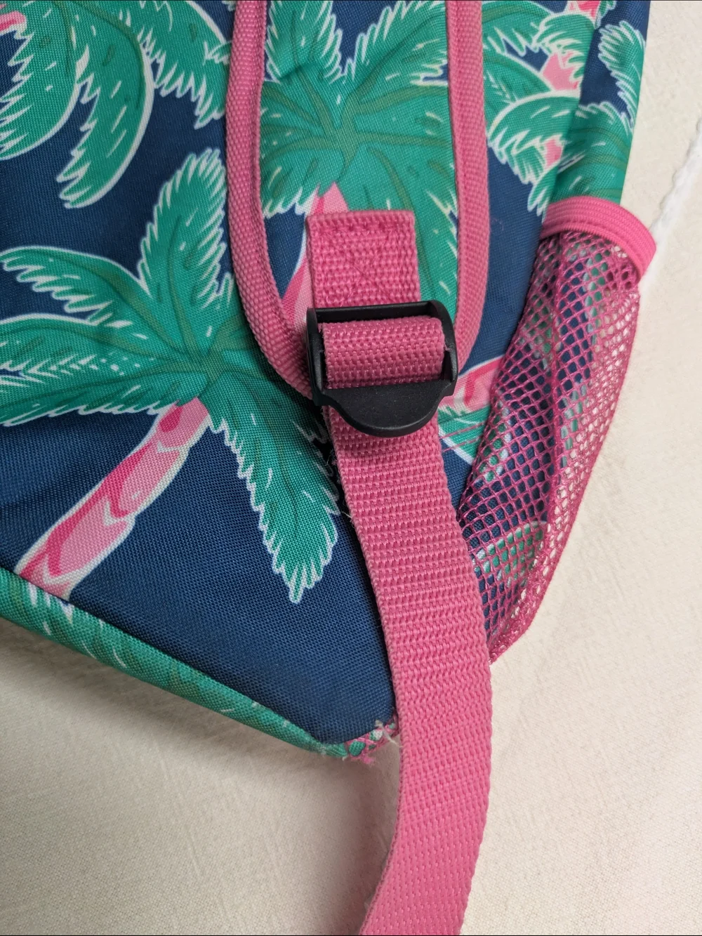 Simply Southern Navy Palm-Print Sling Cross Body Bag with Pink Trim